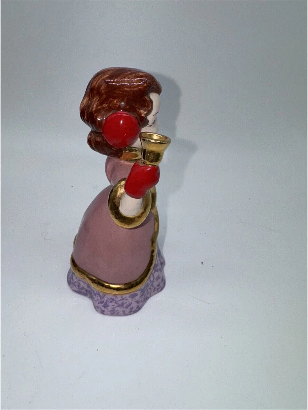 Vintage Atlantic Mold Ceramic Girl  Ringing Bell 5.5” Tall